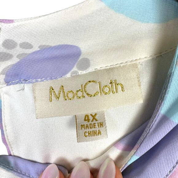 ModCloth Windy City Pastel Purple Blue Floral Swirl Sleeveless Summer Dress - Picture 11 of 13